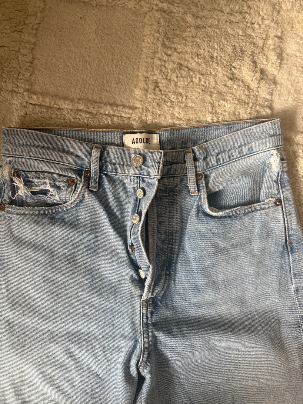 Agolde Light Blue Relaxed Ripped Jeans - Picture 2 of 5